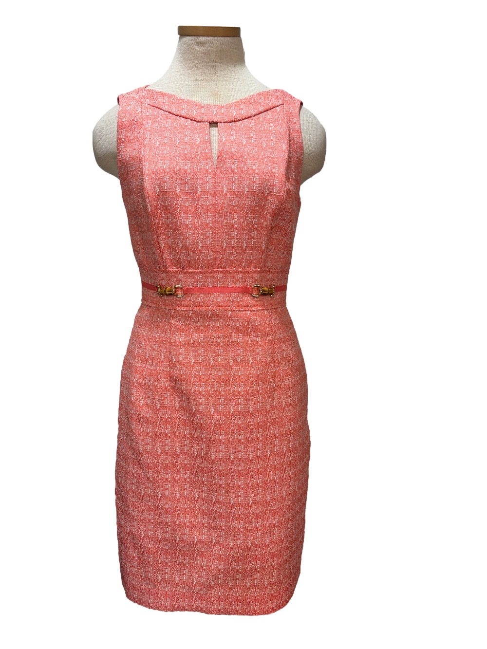 Tahari Levine Studio sz 4 coral sleeveless midi dress
